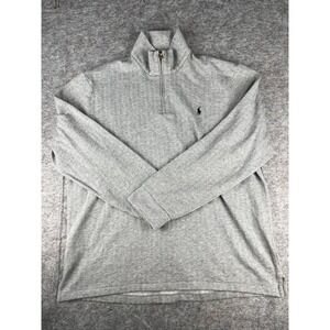 Polo Ralph Lauren Mens Grey Herringbone Quarter Zip Pullover Sweater XL